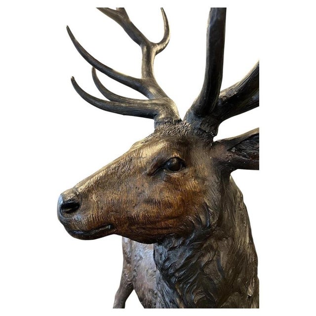 Bronze Twelve-Point Stag Garden Sculpture For Sale - Image 12 of 18