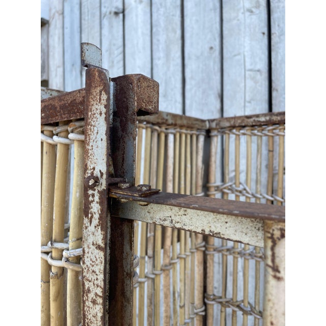 Wood Antique Bamboo and Iron Cart, 1950s For Sale - Image 7 of 16