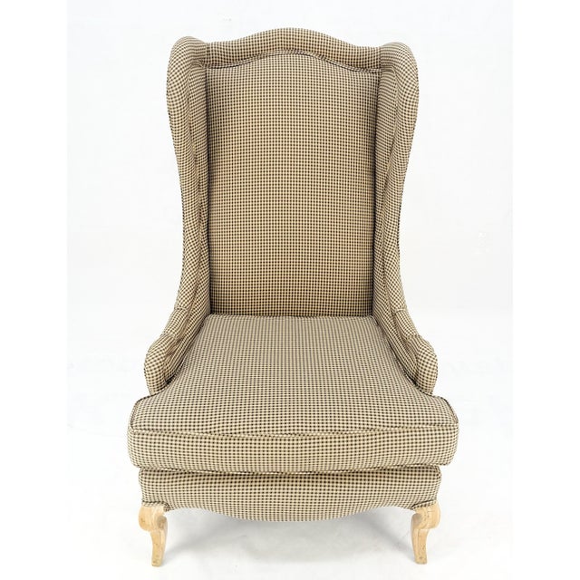 Tall Back French Provincial Cabriole Legs White Wash Finish Legs Wing Arm Chair MINT!