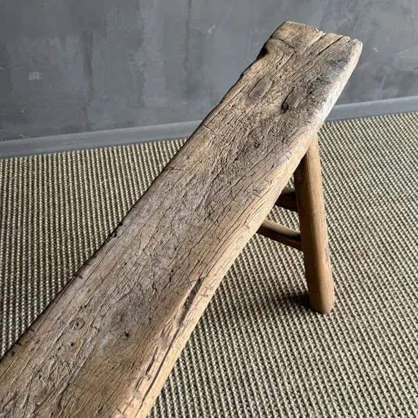 1940s 1940s Vintage One of a Kind Elm Wood Skinny Bench 78" For Sale - Image 5 of 8
