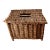 Vintage English Wicker Lidded Storage Basket Side Table For Sale