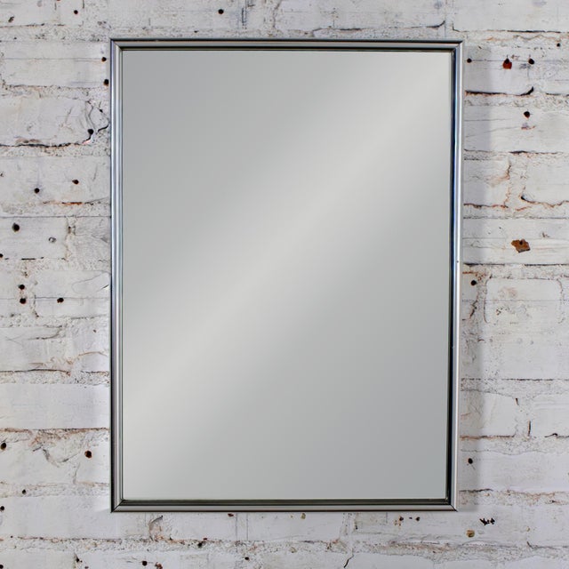 Mid-Century Modern Mid to Late 20th Century MCM to Modern Wall Mirror With Silver Anodized Aluminum Rectangular Frame For Sale - Image 3 of 18