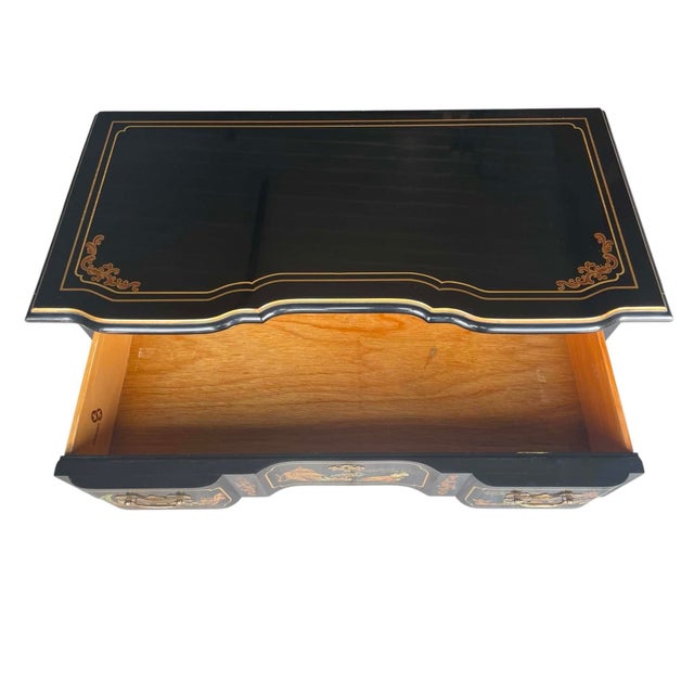 Drexel Heritage Vintage Chinoiserie Gilt Decorated Blockfront 3-Drawer Chest Et Cetera Collection For Sale - Image 10 of 12