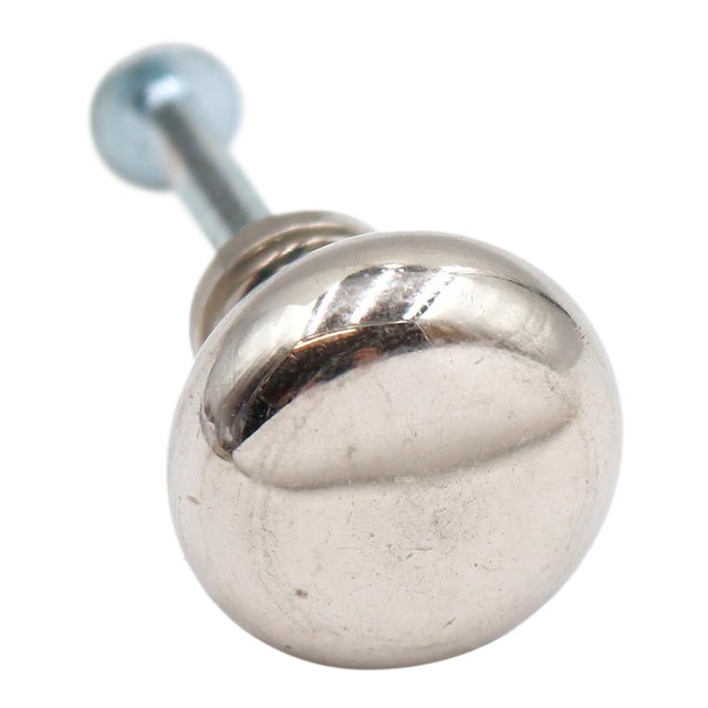 Vintage 0.875 In. Plain Round Chromed Brass Drawer Cabinet Knob For Sale