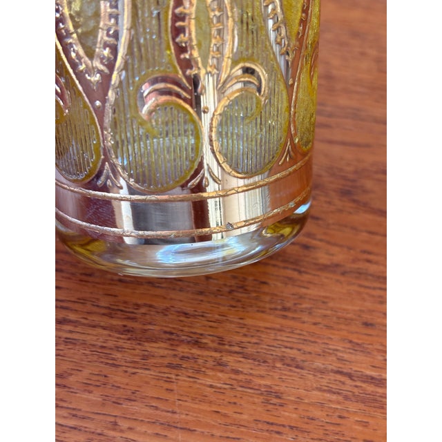 Culver Ltd. 1970s Yellow 22k Gold Signed Culver Glassware Set of 4 Highball For Sale - Image 4 of 10