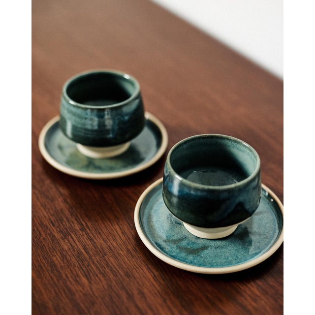 Ceramic Cups and Saucers from Holicska Szilvia, 2010s, Set of 4 For Sale - Image 4 of 5