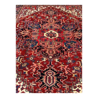 Large Hand Knotted Antique Persian Heriz Rug For Sale