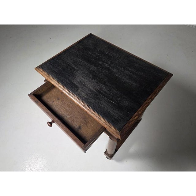 Dutch Amsterdam School Solid Oak Side Table, 1930s For Sale - Image 3 of 8