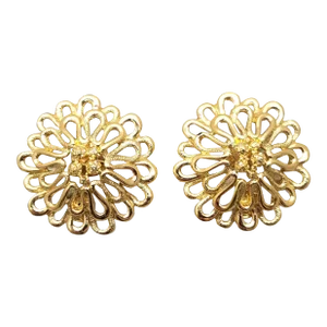 Vintage 1968 Signed Monet Modernist Goldtone "Palazzo" Clip Earrings - 2 Pieces