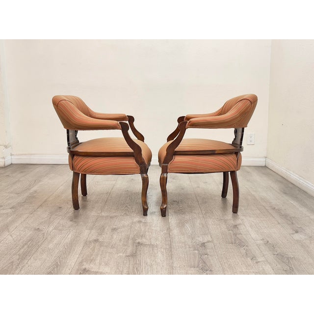 French Pair of French Louis XVI Style Arm Chairs For Sale - Image 3 of 12