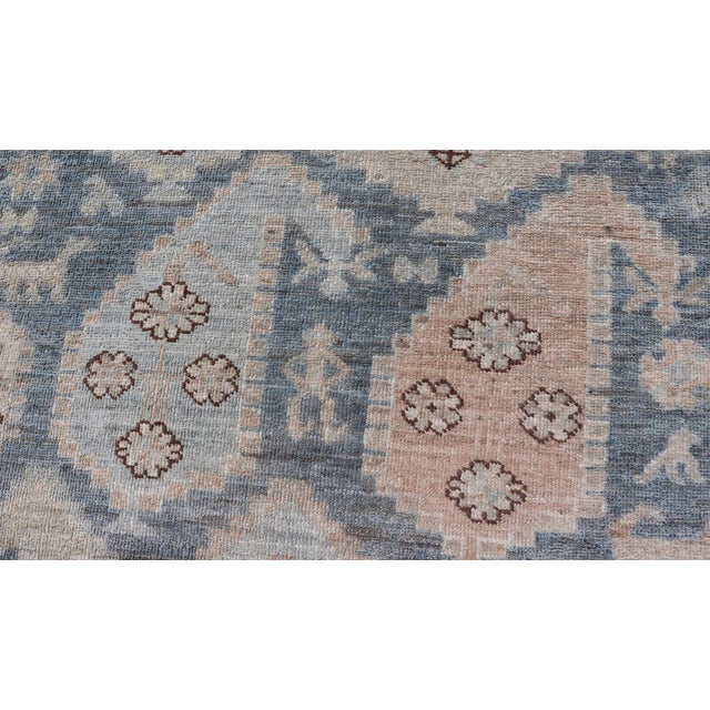 Afghanistan Tabriz Gallery Runner With Soft Blue Field and Ivory Motifs For Sale - Image 9 of 16