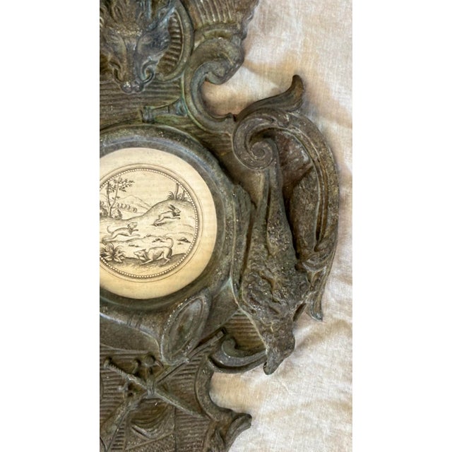 Traditional Antique Belgian Clock Face Frame With an Engraving by Joachim Camerarius For Sale - Image 3 of 7