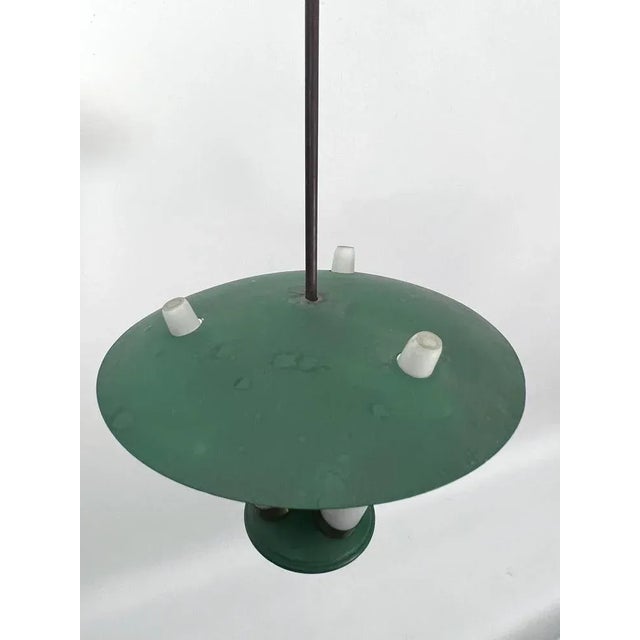 Mid-Century Modern Mid-Century Green Three Opaline Glasses Lantern, Italy, 1950s For Sale - Image 3 of 11