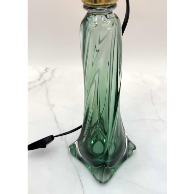 1960s Clear and Green Table Lamp from Val Saint-Lambert, 1960s For Sale - Image 5 of 7