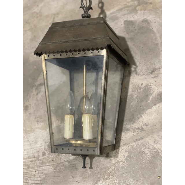 Vintage Carriage Courtyard Hanging Lantern Light Pendant Brass For Sale In Pittsburgh - Image 6 of 12