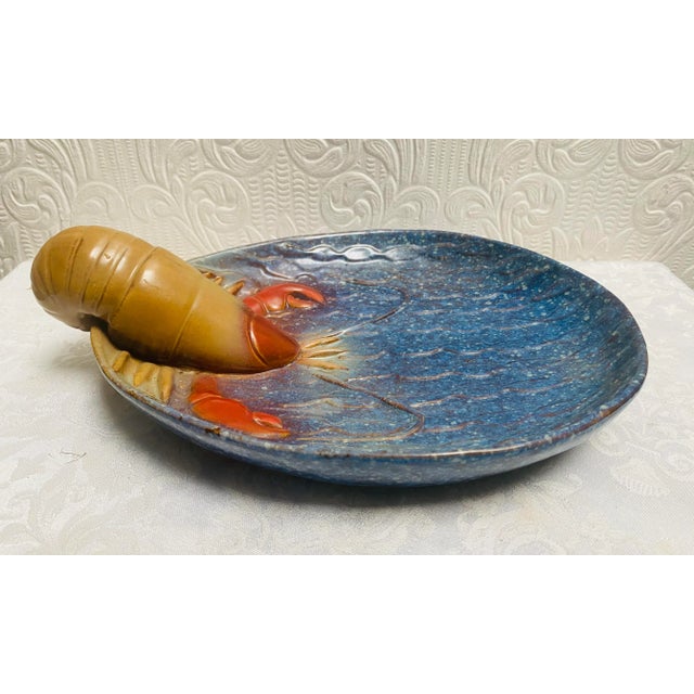 Mid Century Majolica Studio Pottery Lobster Bowl Platter For Sale - Image 11 of 11