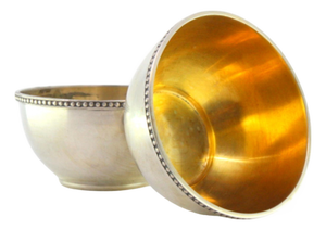 Silver Washbasins with Pearly Edges and Gold Interiors, Set of 2