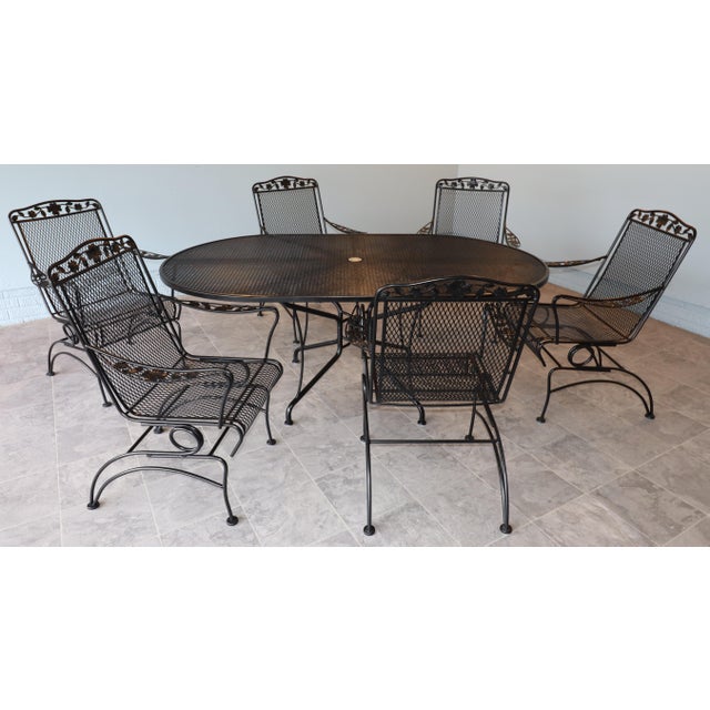 Vintage Russel Woodard "Primrose" Wrought Iron Family Patio, 7 Pieces For Sale - Image 6 of 18