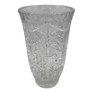 Circa 1950s Czech Cut Crystal Vase