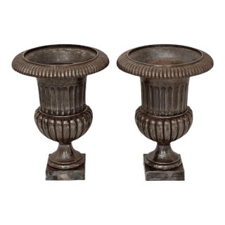 English Garden Urns or Planters of Burnished Cast Iron 'Priced Individually' For Sale