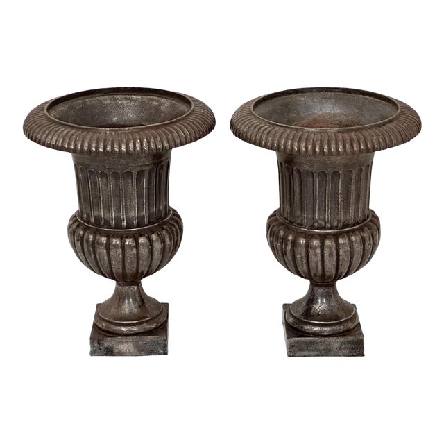 English Garden Urns or Planters of Burnished Cast Iron 'Priced Individually' For Sale
