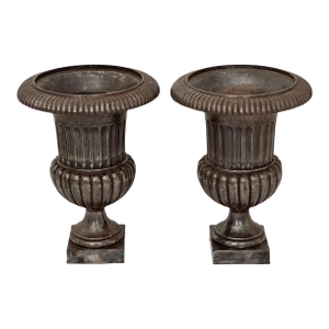 English Garden Urns or Planters of Burnished Cast Iron 'Priced Individually'