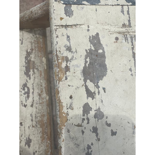 Rustic Vintage Distressed Rustic Farmhouse Step Ladder Seat For Sale - Image 3 of 4