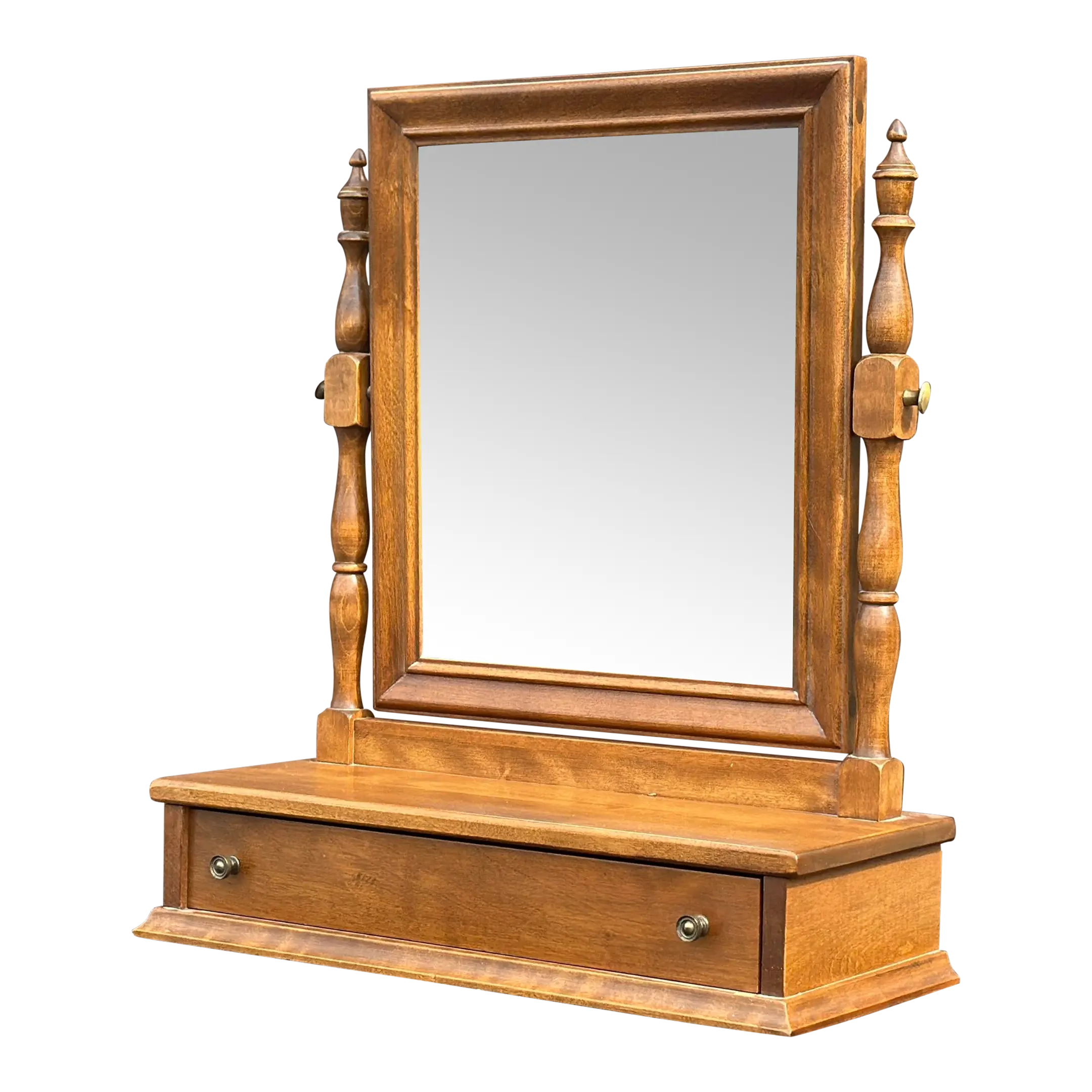 Ethan Allen Heirloom Maple Shaving Cheval Dresser Top Mirror With