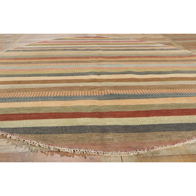 Textile Striped Round Area Rug - 08'11 X 09'00 For Sale - Image 7 of 9