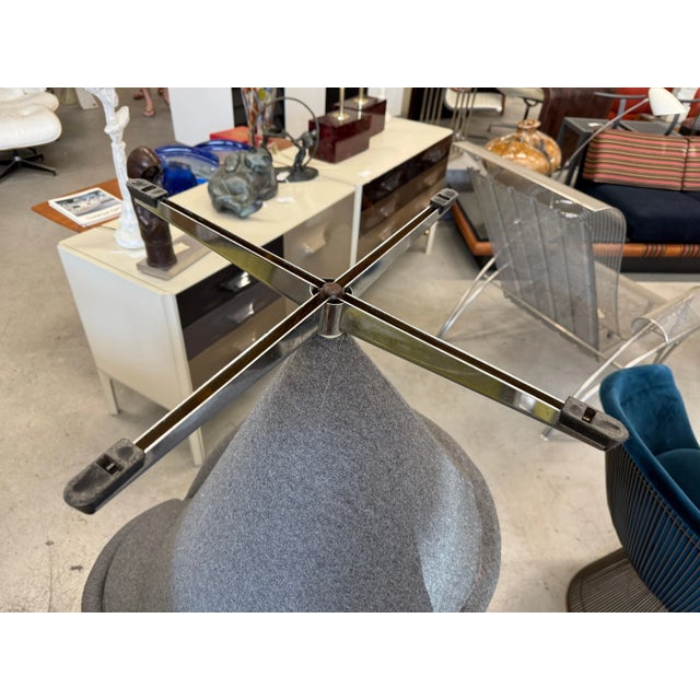 Verner Panton Attributed to Verner Panton Cone Chairs Re-upholstered in Gray Wool Flannel For Sale - Image 4 of 12