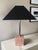 Postmodern 1980s Italian Pink Marble and Nickel Lamp With Gloss Black Paper Shade For Sale - Image 3 of 7