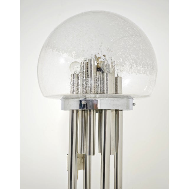 Silver Mid-Century Modern Space Age Chrome and Murano Glass Floor Lamp, Italy, 1970s For Sale - Image 8 of 17