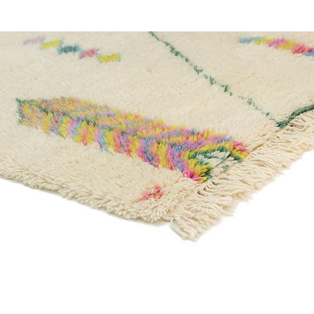 Multi-Color Hand-Knotted Moroccan Wool Rug | 8'2" X 5'8" | One of a Kind For Sale - Image 4 of 9