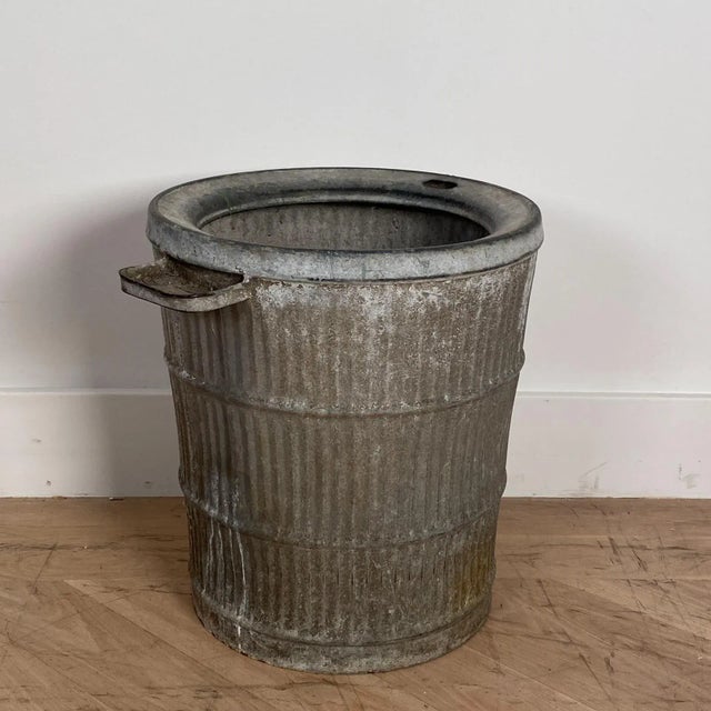 Large Antique Rustic Zinc Bucket For Sale In San Francisco - Image 6 of 6