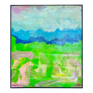 1980s “Blue Spruce” Acrylic on Canvas Abstract Landscape Painting by Harry Hilson