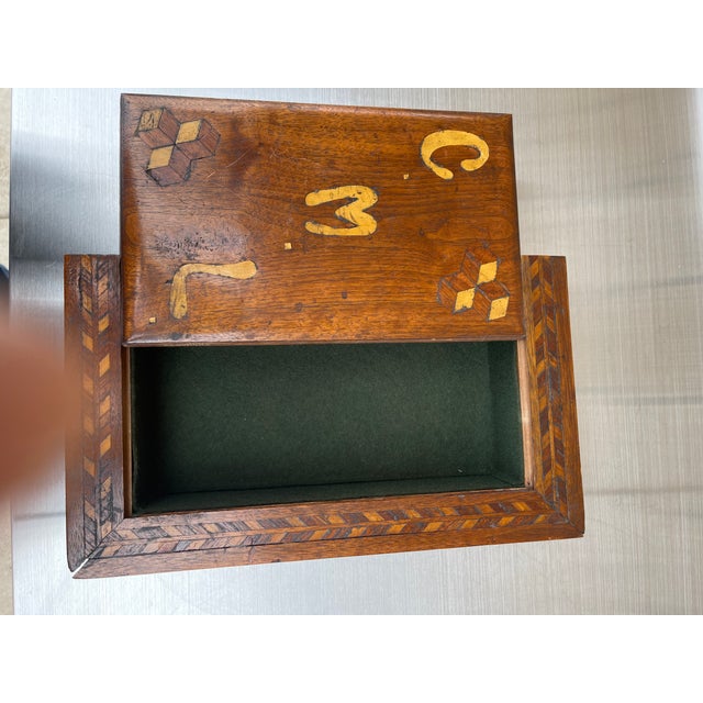 Workaday Handmade 1900s New Mexico Folk Art Marquetry Wood Jewelry Box For Sale - Image 4 of 6