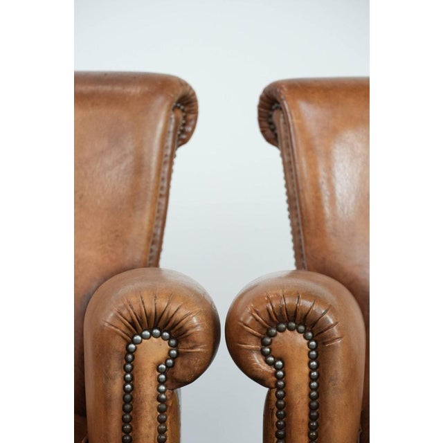Vintage Sheepskin Leather Chairs, Set of 2 For Sale - Image 11 of 18