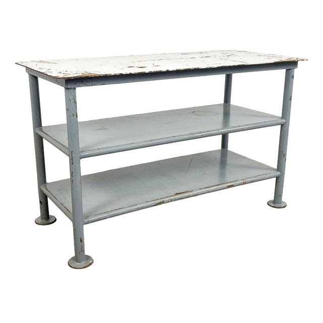 Industrial Metal Three-Tier Worktable, 1980s For Sale