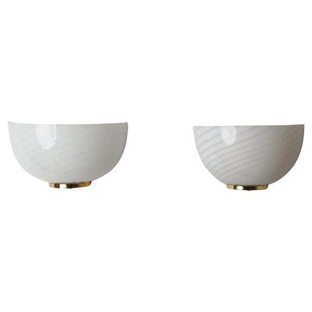 Vintage White Murano Swirl Wall Lights, Italy, 1980s, Set of 2 For Sale - Image 16 of 16