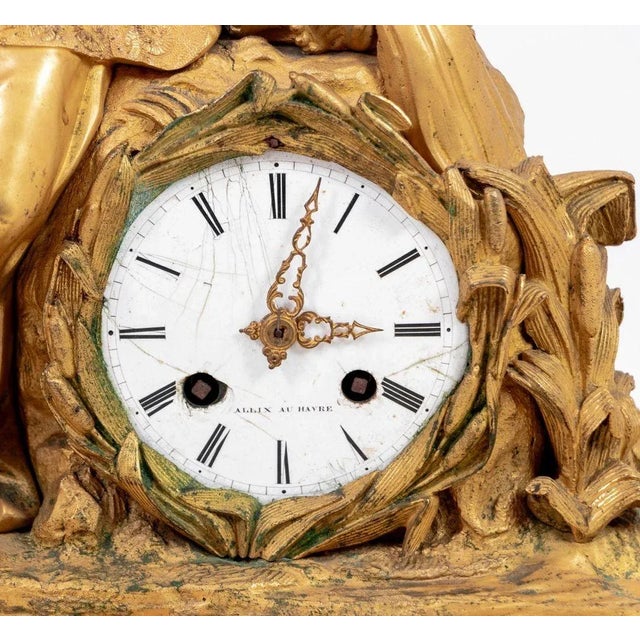 French Empire Gilt Bronze Figural Clock For Sale In New York - Image 6 of 14
