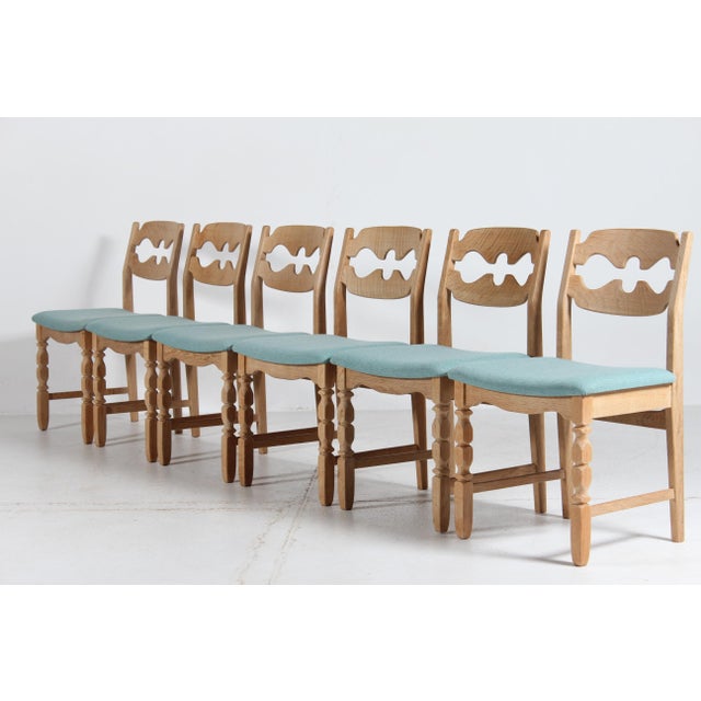 1970s Vintage Danish Razor Blade Chairs in Oak by Henning Kjærnulf, 1970s, Set of 6 For Sale - Image 5 of 12
