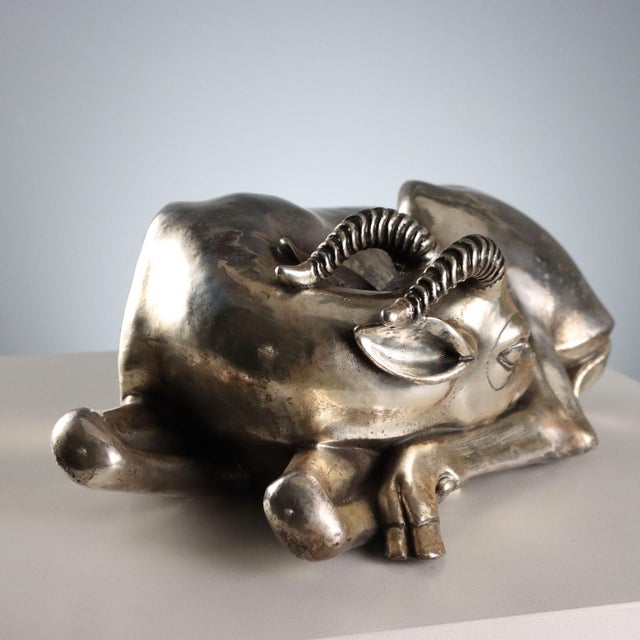 925 Silver Plated Antelope Sculpture by F.lli Raddi Firenze For Sale - Image 6 of 9