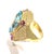 Bochic “Orient” Blue Topaz & Multi Gem Cocktail Ring Set In 18K Gold & Silver Natural Blue Topaz - 12 Carat Natural Rose...