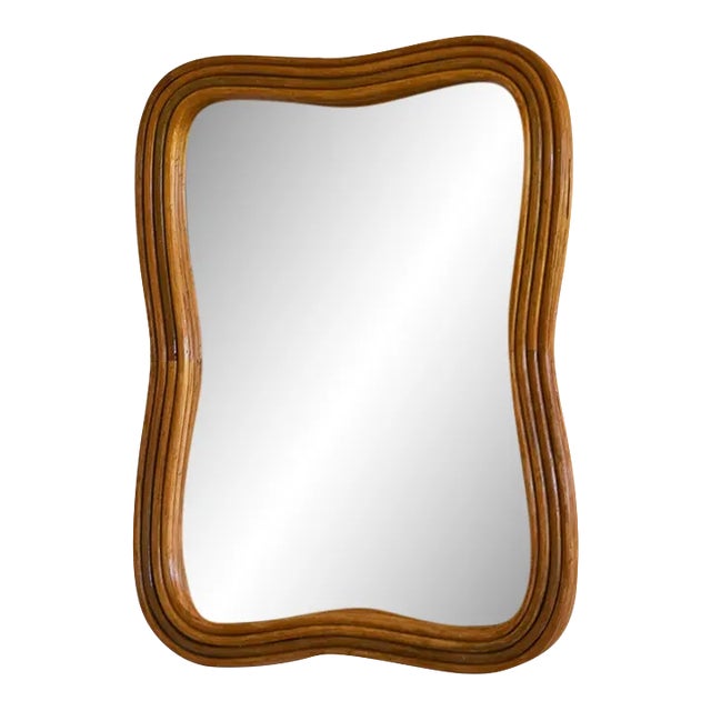 1980s Wall Mounted Rattan Mirror For Sale