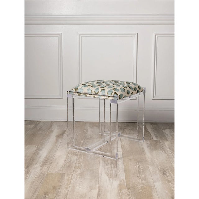 Glencoe Ocelot Celadon Lucite Bench For Sale In Chicago - Image 6 of 7