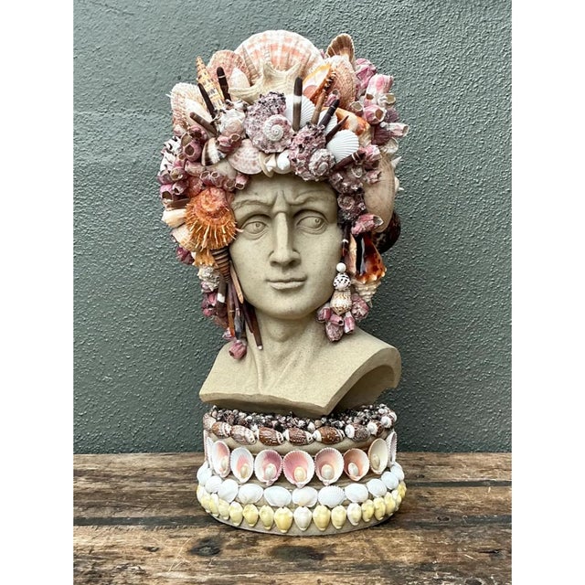 Plastic Vintage Coastal Shell Embellished Bust For Sale - Image 7 of 12