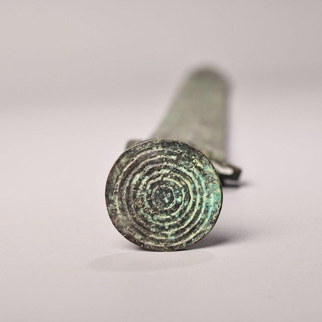 Late 19th Century Bronze Sword With Engraved Motifs, 520g, Archaic Blade For Sale - Image 10 of 10