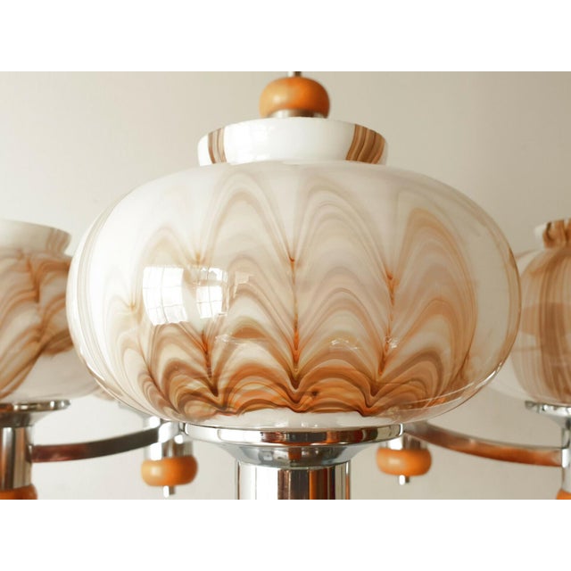 1960s Vintage Chandelier in Glass with Marble and Steel, 1960s For Sale - Image 5 of 9