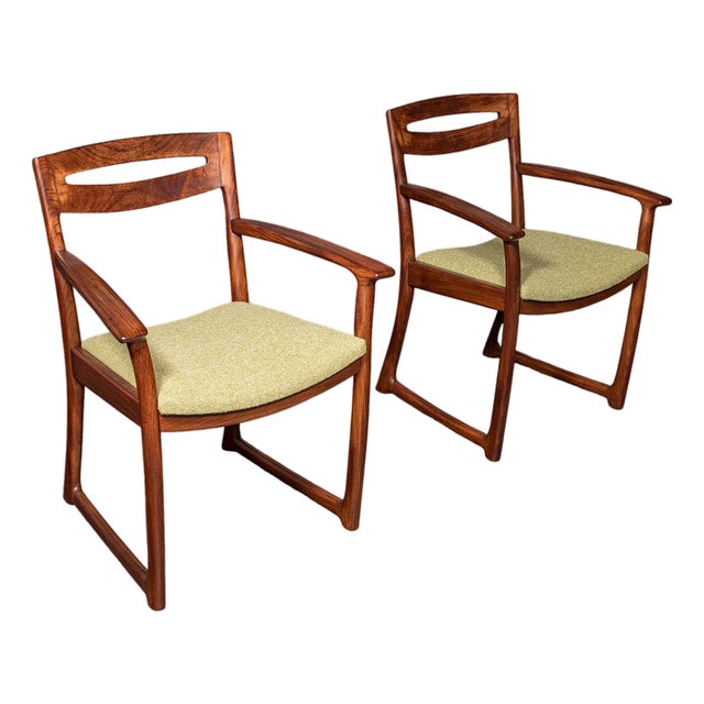 Pair of Vintage Side Chairs, Scottish, Teak, Elbow Seat, Beithcraft, Mid Century For Sale