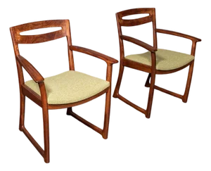 Pair of Vintage Side Chairs, Scottish, Teak, Elbow Seat, Beithcraft, Mid Century